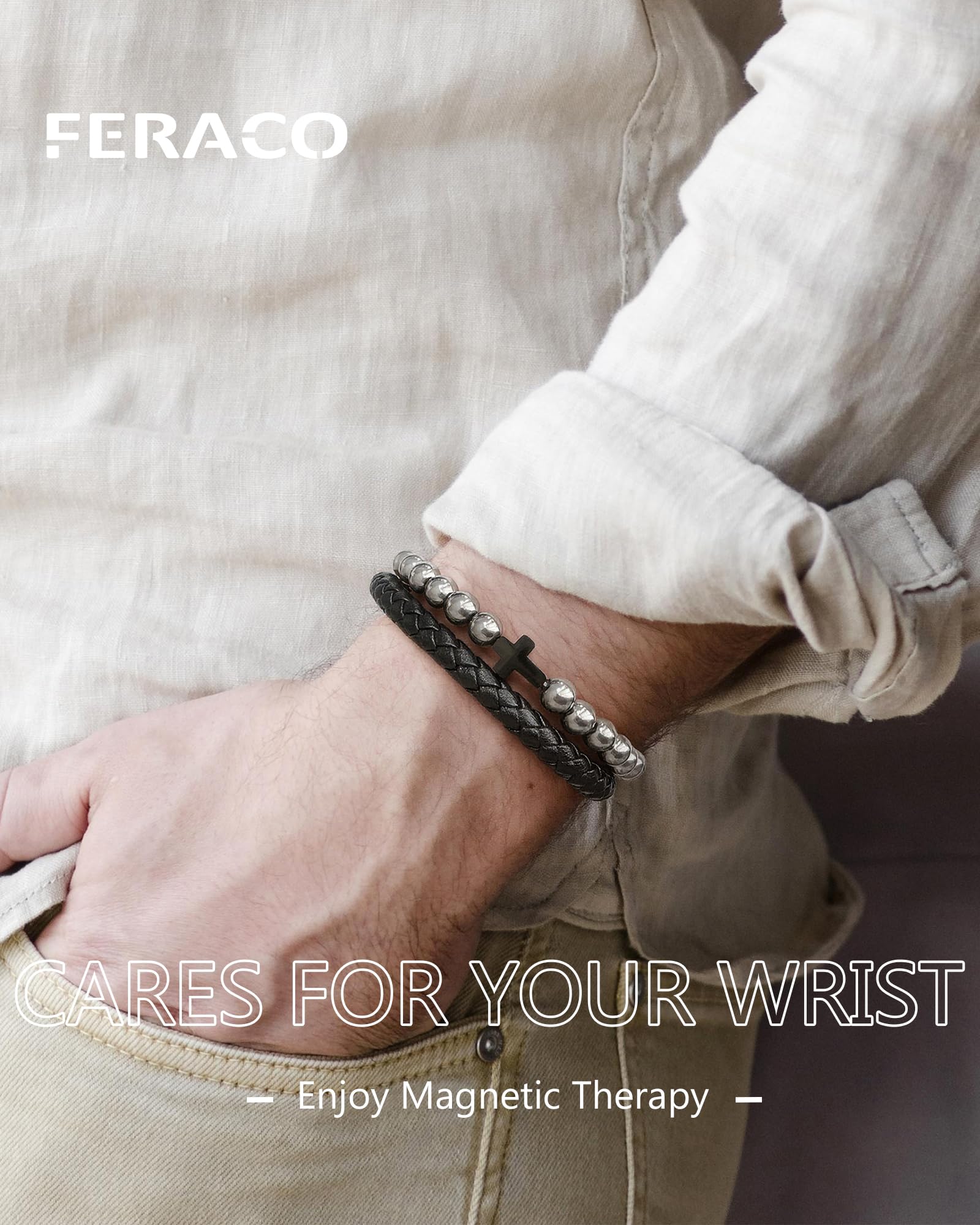 Feraco braided leather band close-up showing durable, premium craftsmanship.