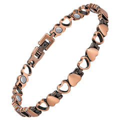 Feraco copper ankle bracelet heart shape closeup, ideal for everyday style.
