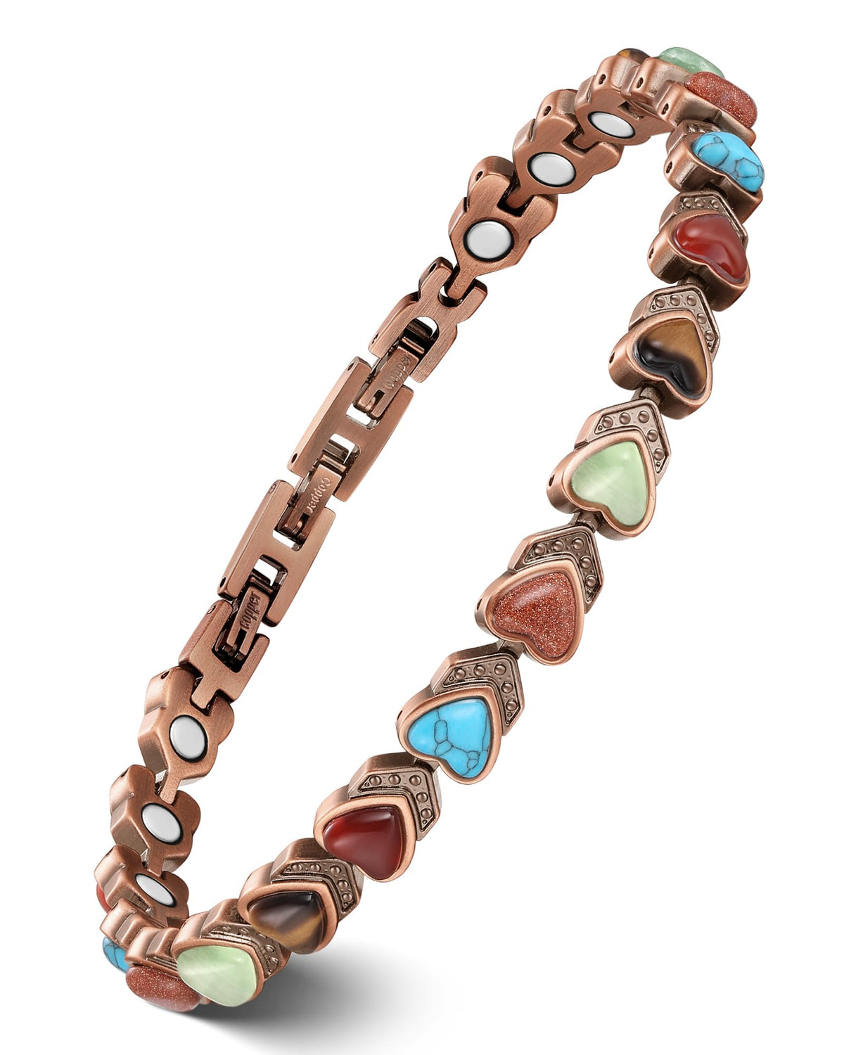 Feraco copper ankle bracelet close-up shows pure copper surface and lacquer coating.