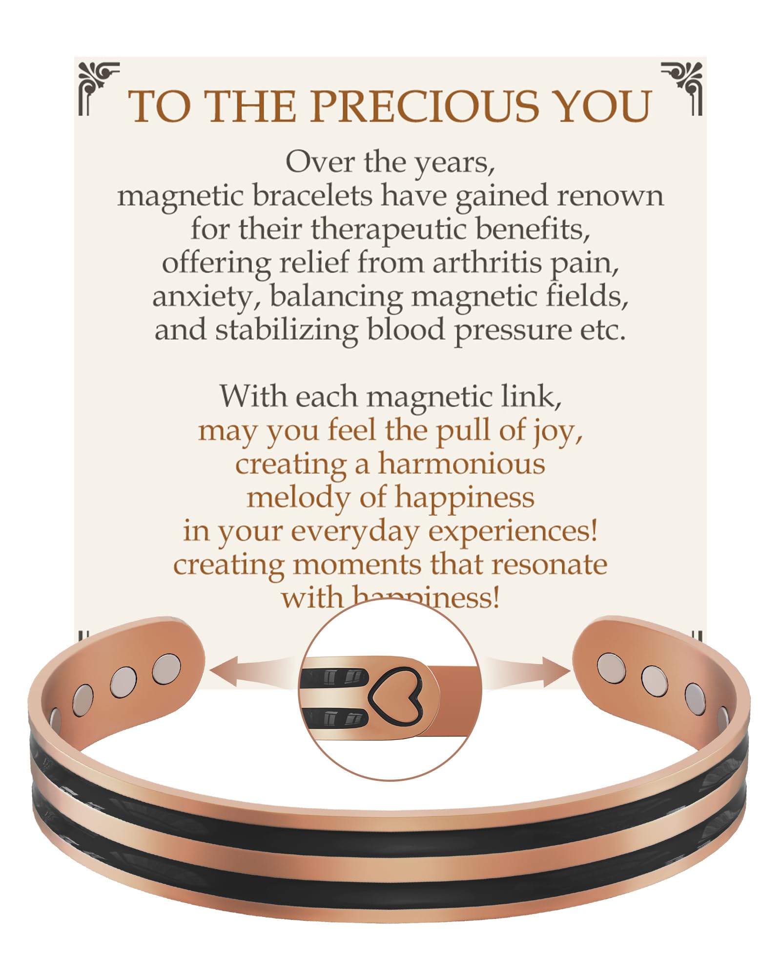Feraco copper bracelet with 12 magnets, designed for daily wear and style.