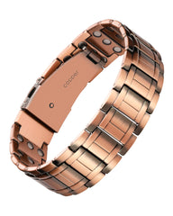 Feraco copper bracelet with three magnet lines and folding clasp for daily wear