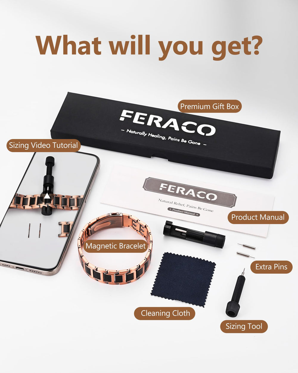 Feraco bracelet clasp and ergonomic design for comfortable wear