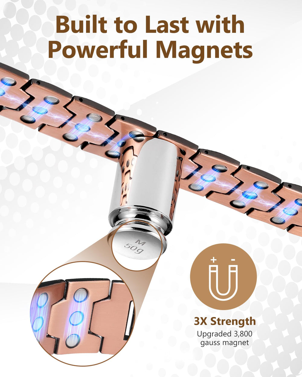 Feraco 3x-strength magnetic bracelet in bold, masculine design.