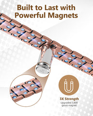 Feraco copper bracelet magnet ensemble demonstrating 3800 Gauss magnets in action