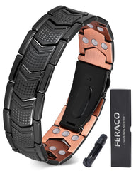 Feraco copper bracelet showing 3x strength magnets for daily wear and balance