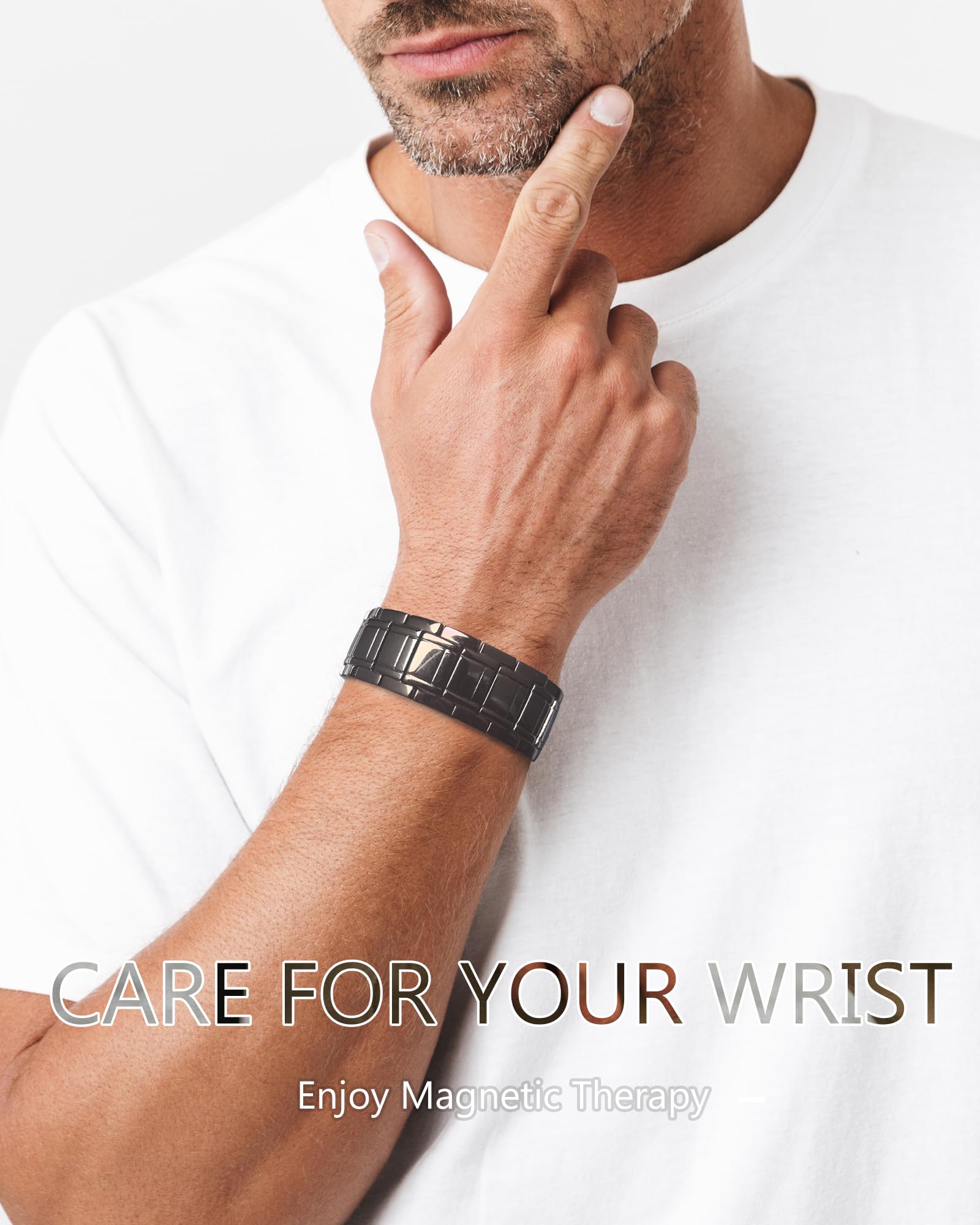 Feraco magnetic bracelet detail with 57 magnets for potential energy balance.