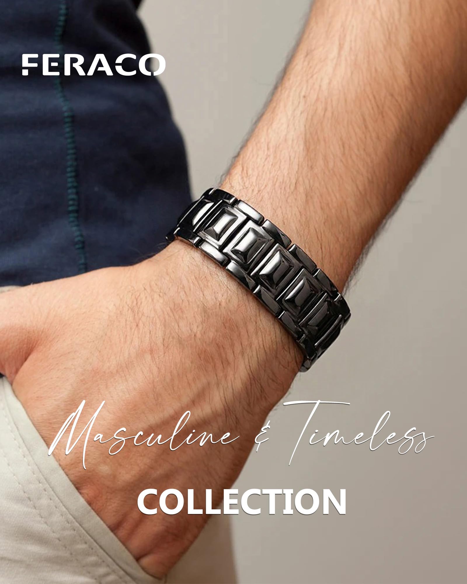 Feraco copper bracelet with 57 neodymium magnets for daily comfort.