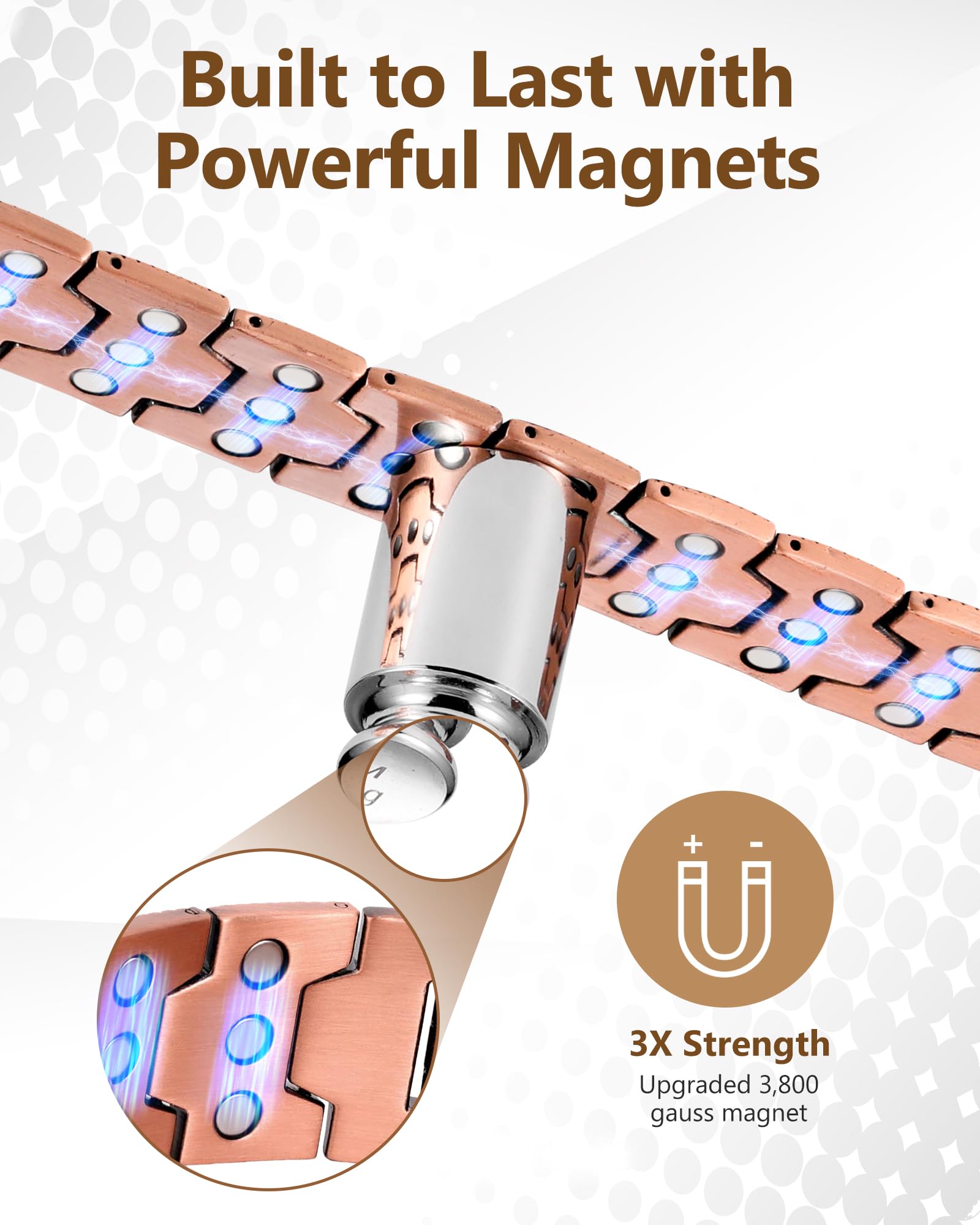 Feraco copper bracelet adjustable size tool included for easy fit.