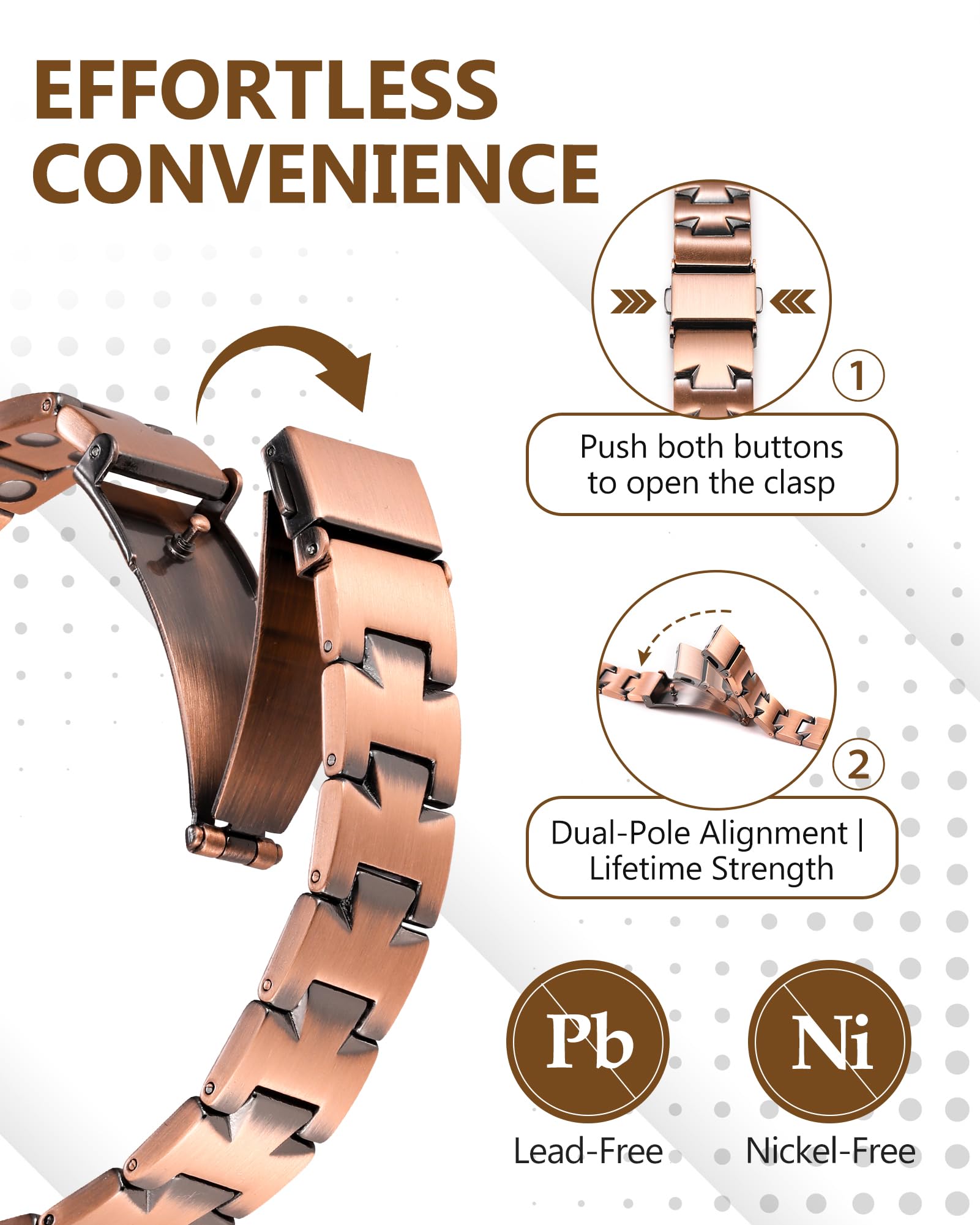 Feraco adjustable sizing tool included with bracelet for a comfortable fit
