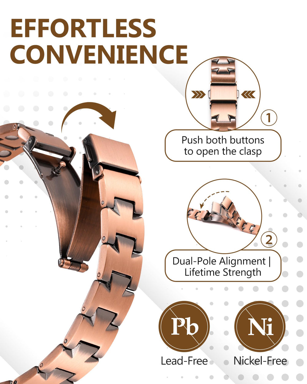 Feraco adjustable sizing tool included with bracelet for a comfortable fit