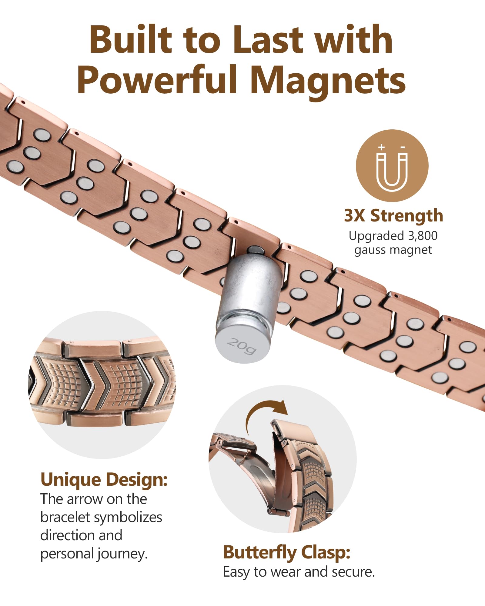 Feraco Copper Bracelet adjusting tool demonstrates easy size customization