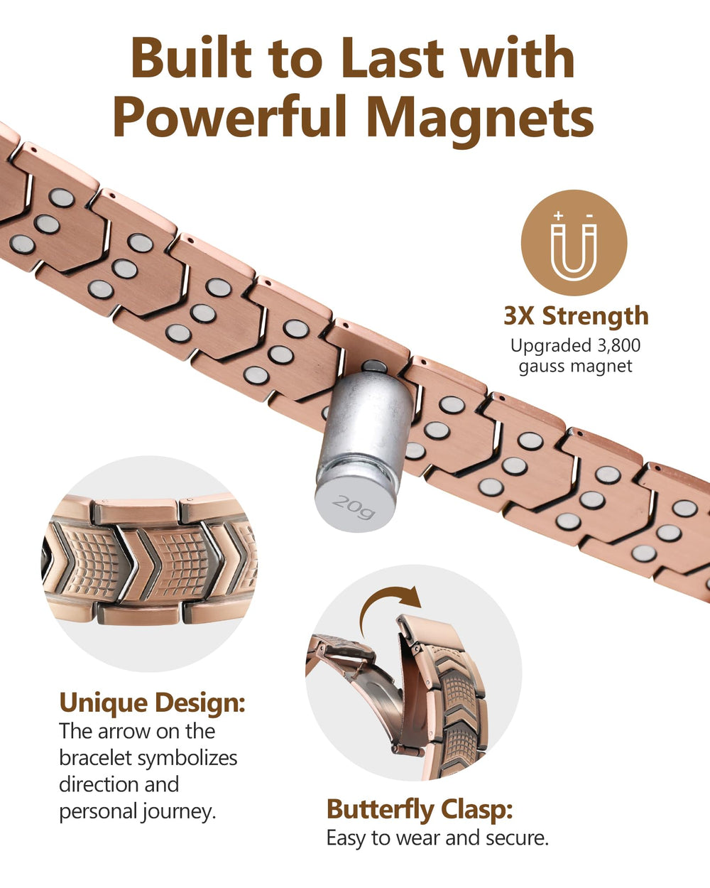 Feraco Copper Bracelet adjusting tool demonstrates easy size customization