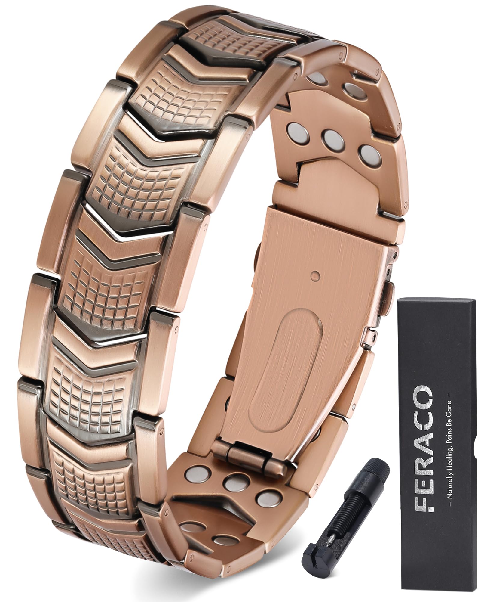 Feraco Copper Bracelet arrow design close-up highlights craftsmanship and style