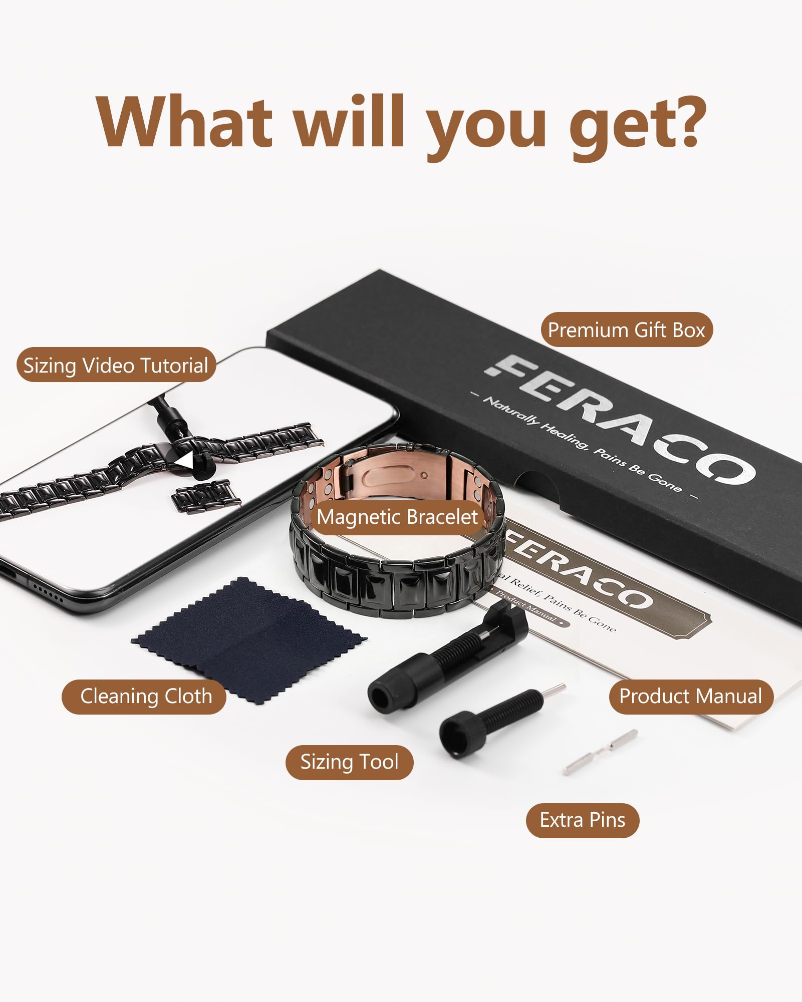 Feraco black finish copper bracelet complements urban and casual outfits.