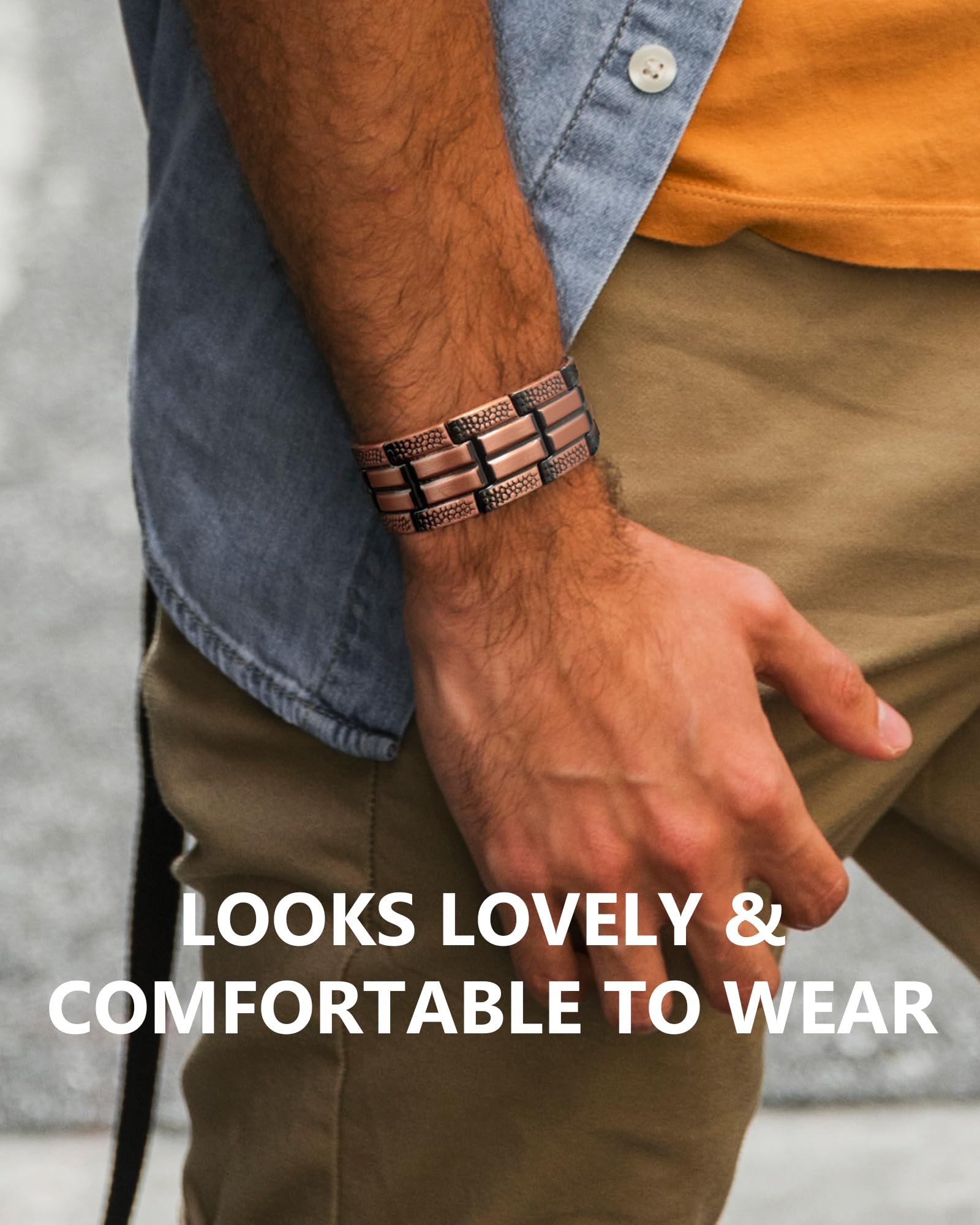 Feraco copper bracelet clasp design shown for secure easy fastening