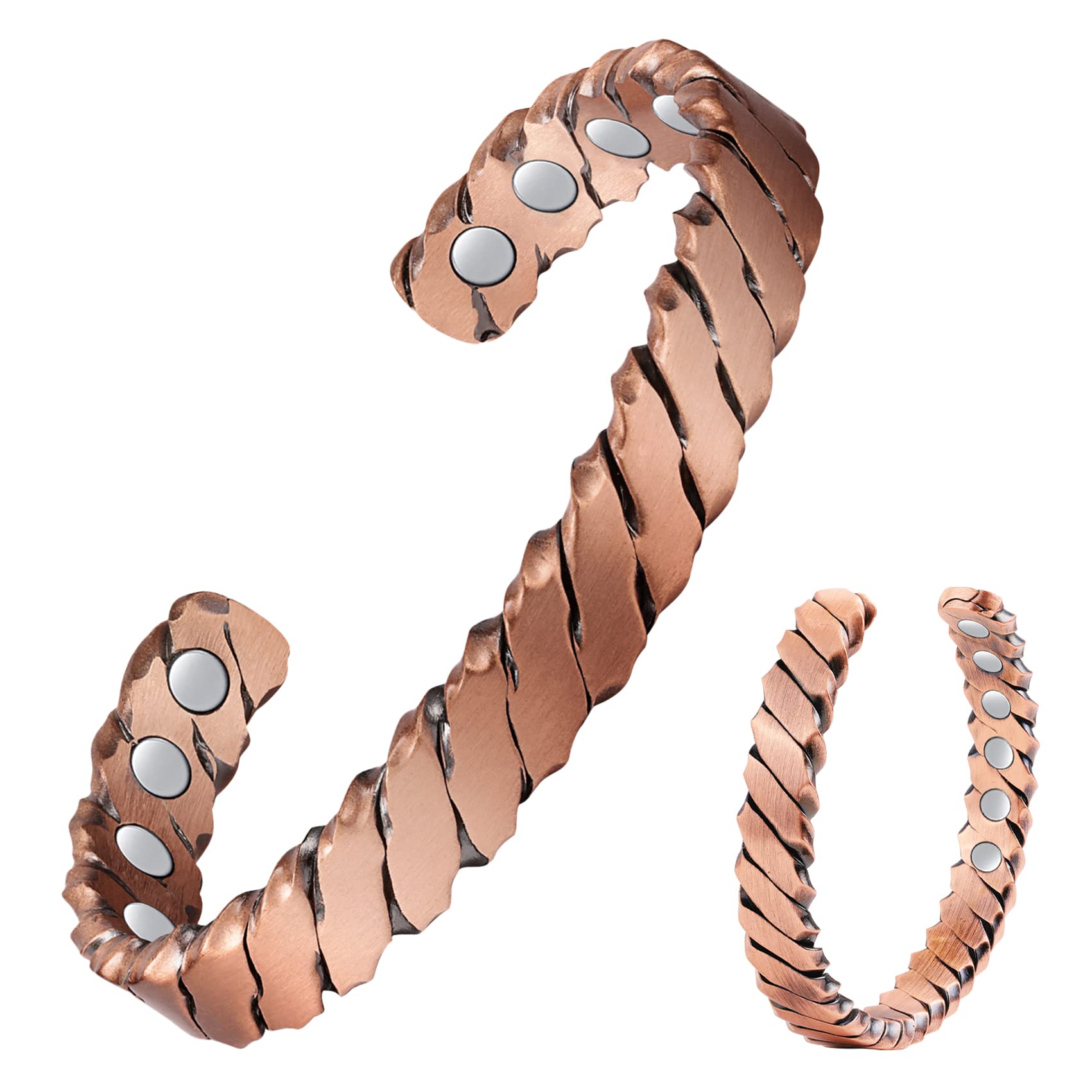 Feraco copper bracelet close-up texture shows premium craftsmanship and finish