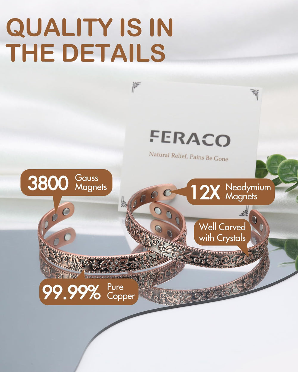Feraco copper bracelet shown for daily wear and comfort