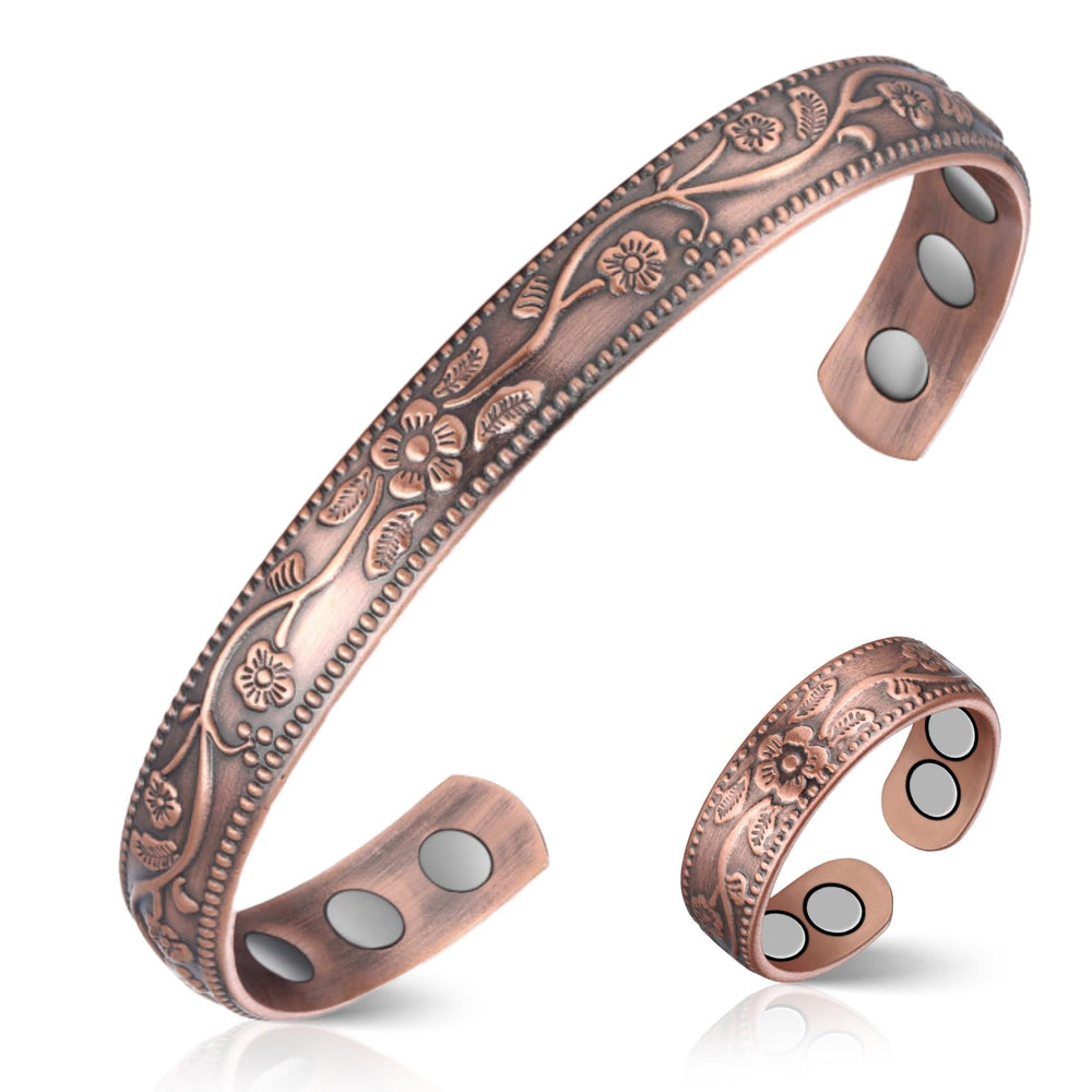 Feraco copper bracelet with flower design for daily wear and style.