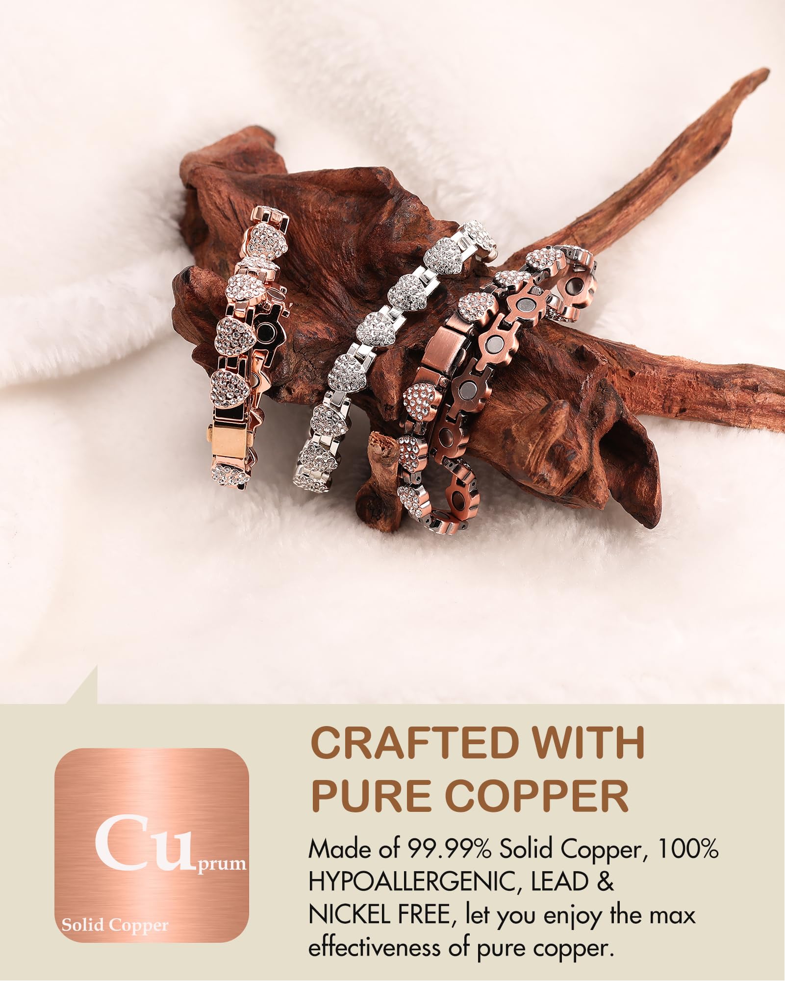 Folding clasp on Feraco copper bracelet enabling secure and comfortable wear