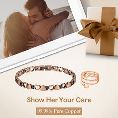 Feraco heart ring pair in copper, lightweight and stylish.
