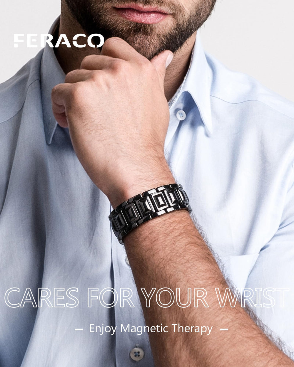Feraco high-purity copper bracelet resists scratches and stays polished.