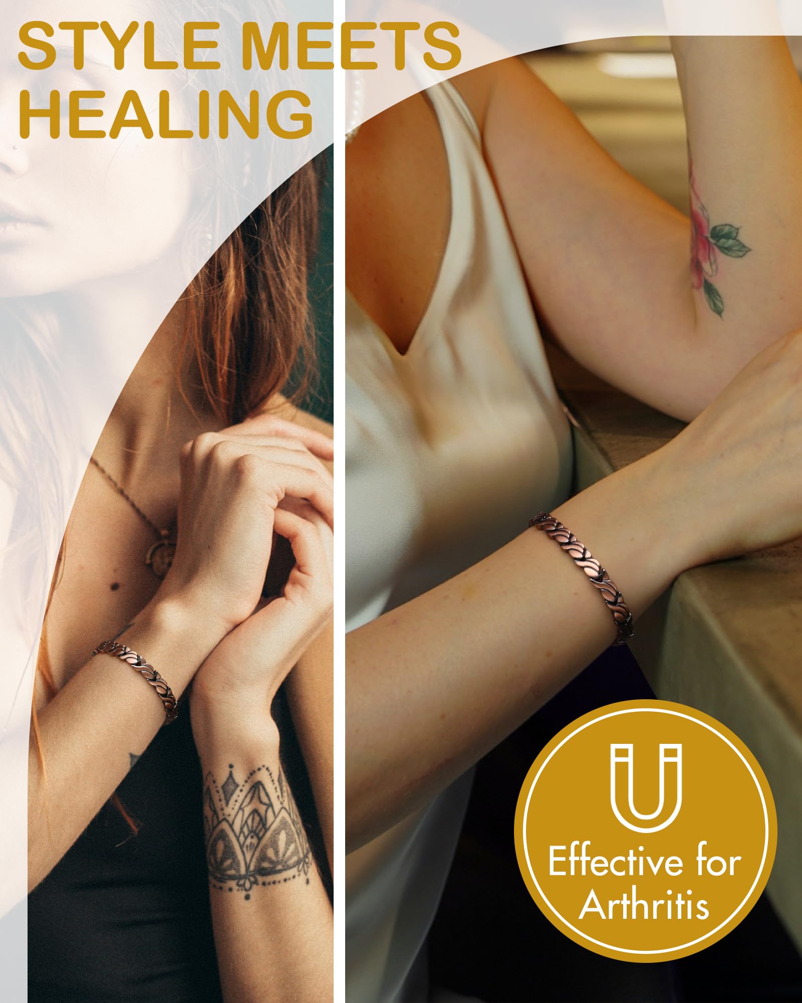 Feraco hypoallergenic copper bracelet, nickel- and lead-free for sensitive skin