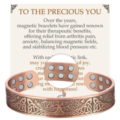 Feraco Life Tree copper bracelet closeup, durable daily wear.