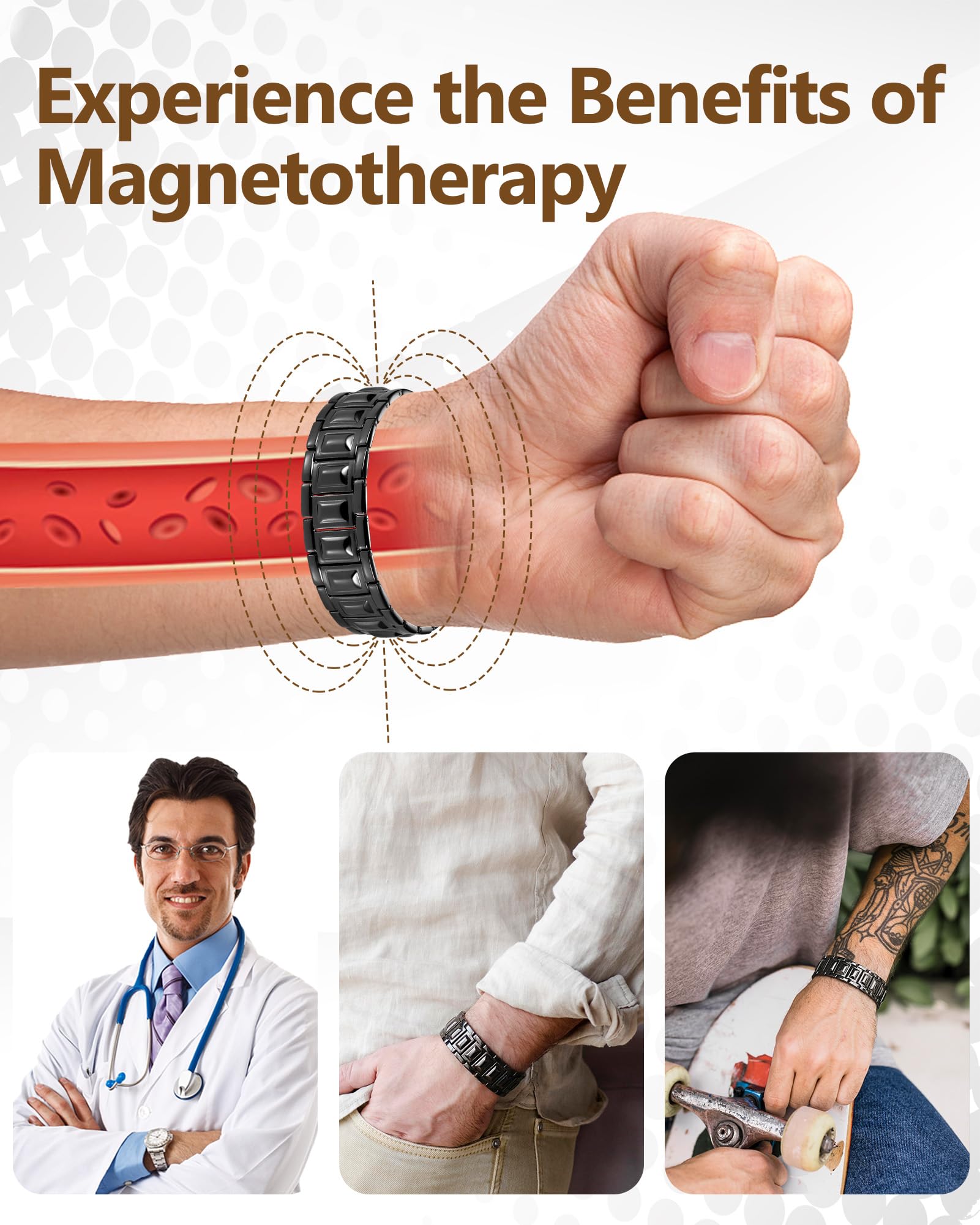 Feraco magnetic bracelet combines rugged look with versatile style.