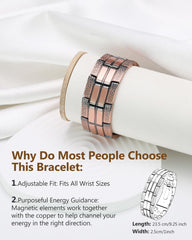 Feraco copper bracelet magnets close up reveals 57 magnets at 3800 Gauss
