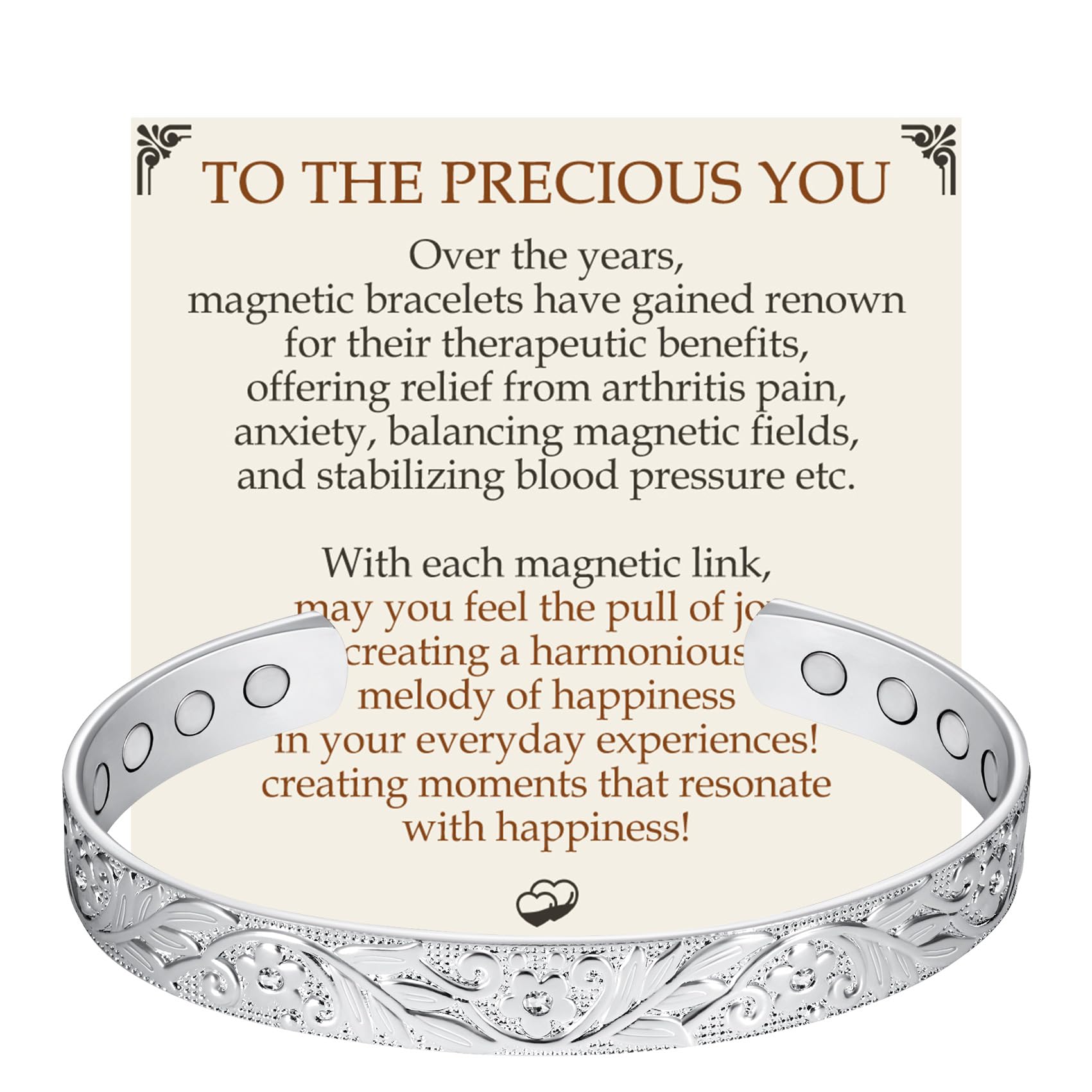 Feraco copper bracelet magnets closeup showcasing 12x power for daily wear