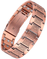Feraco copper bracelet for men in close-up Celtic knot design offers everyday comfort.