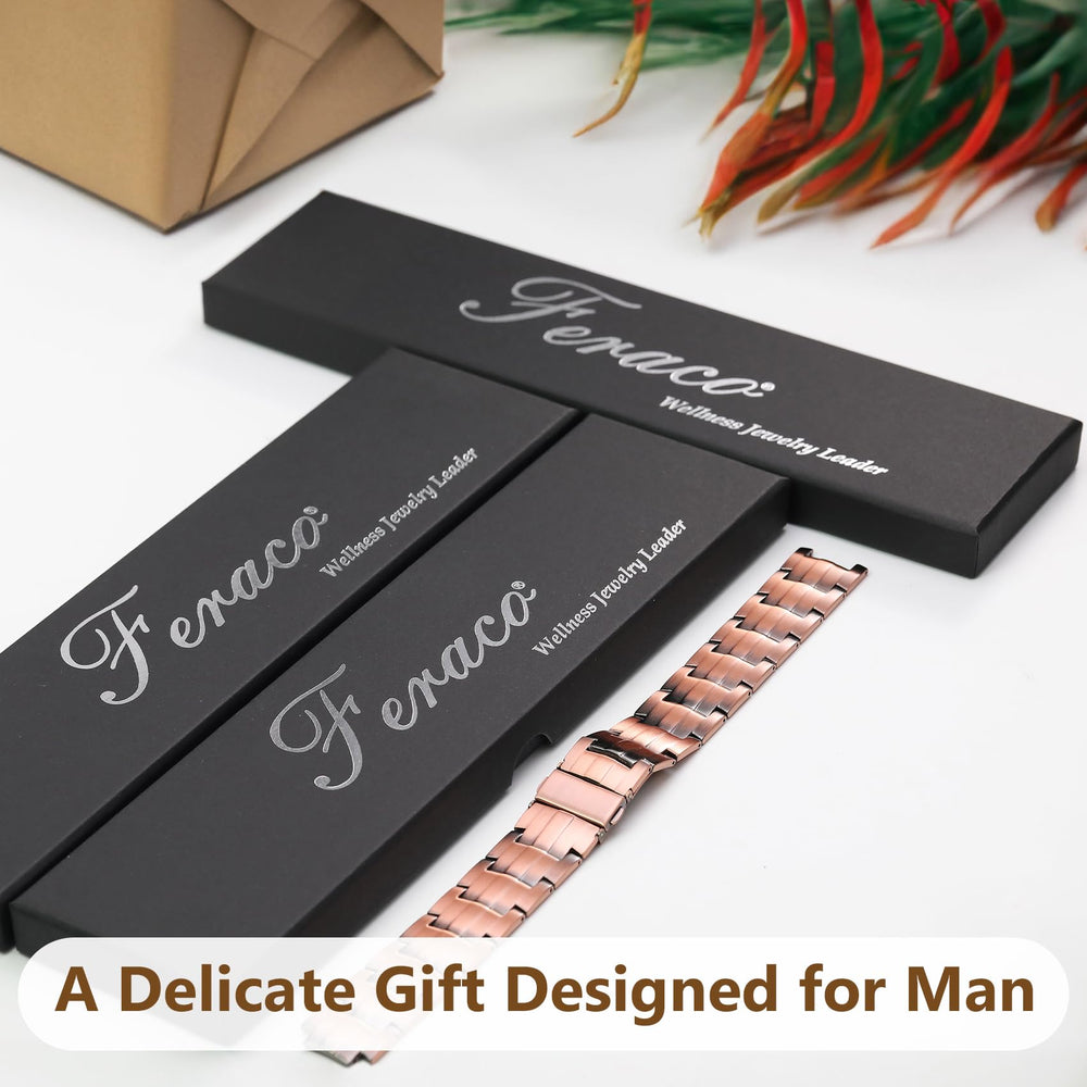 Feraco copper bracelet with fold-over clasp for secure closure and premium feel