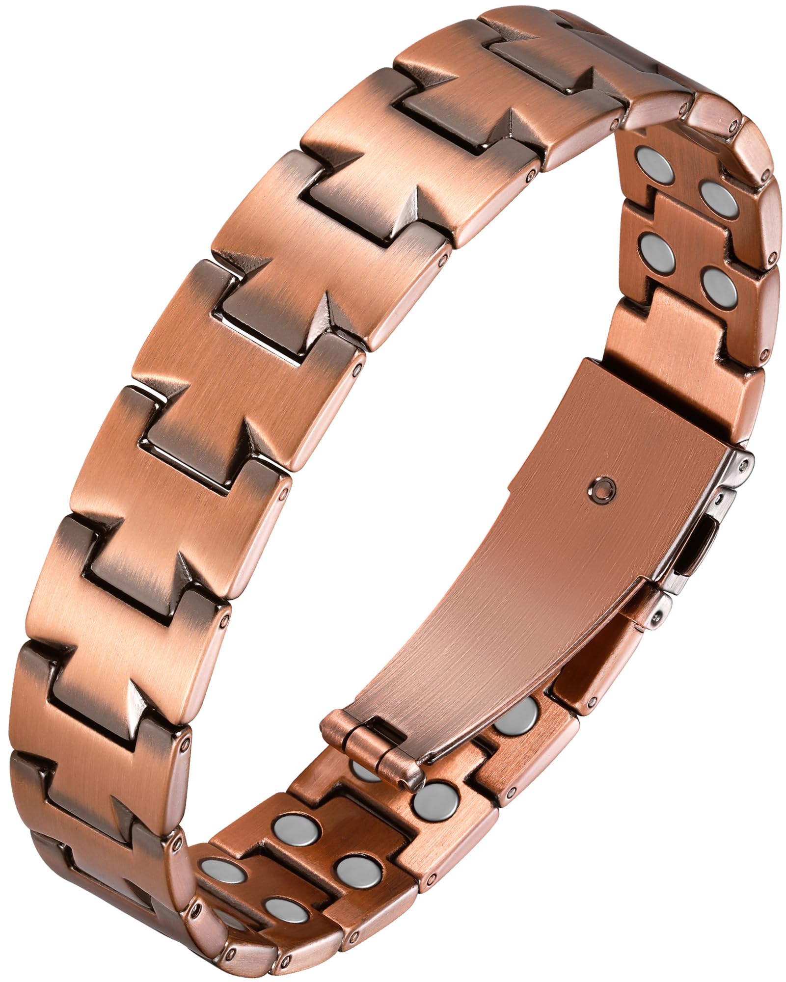 Feraco copper bracelet for men, front view, pairs with daily outfits and refined style