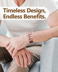 Feraco copper bracelet worn on the wrist showing adjustable fit for all-day wear
