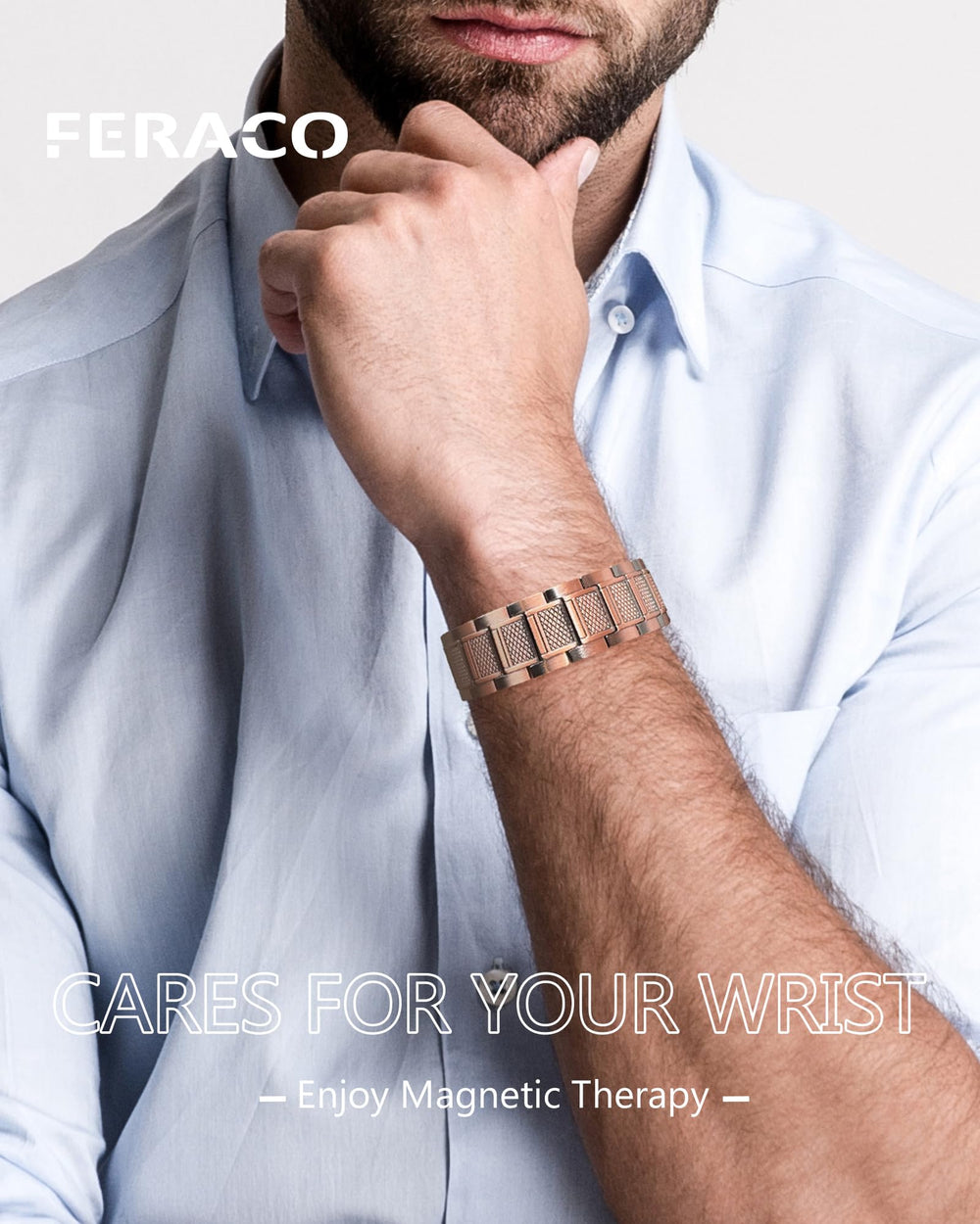 Feraco copper bracelet for men gift-ready packaging highlighting premium presentation.