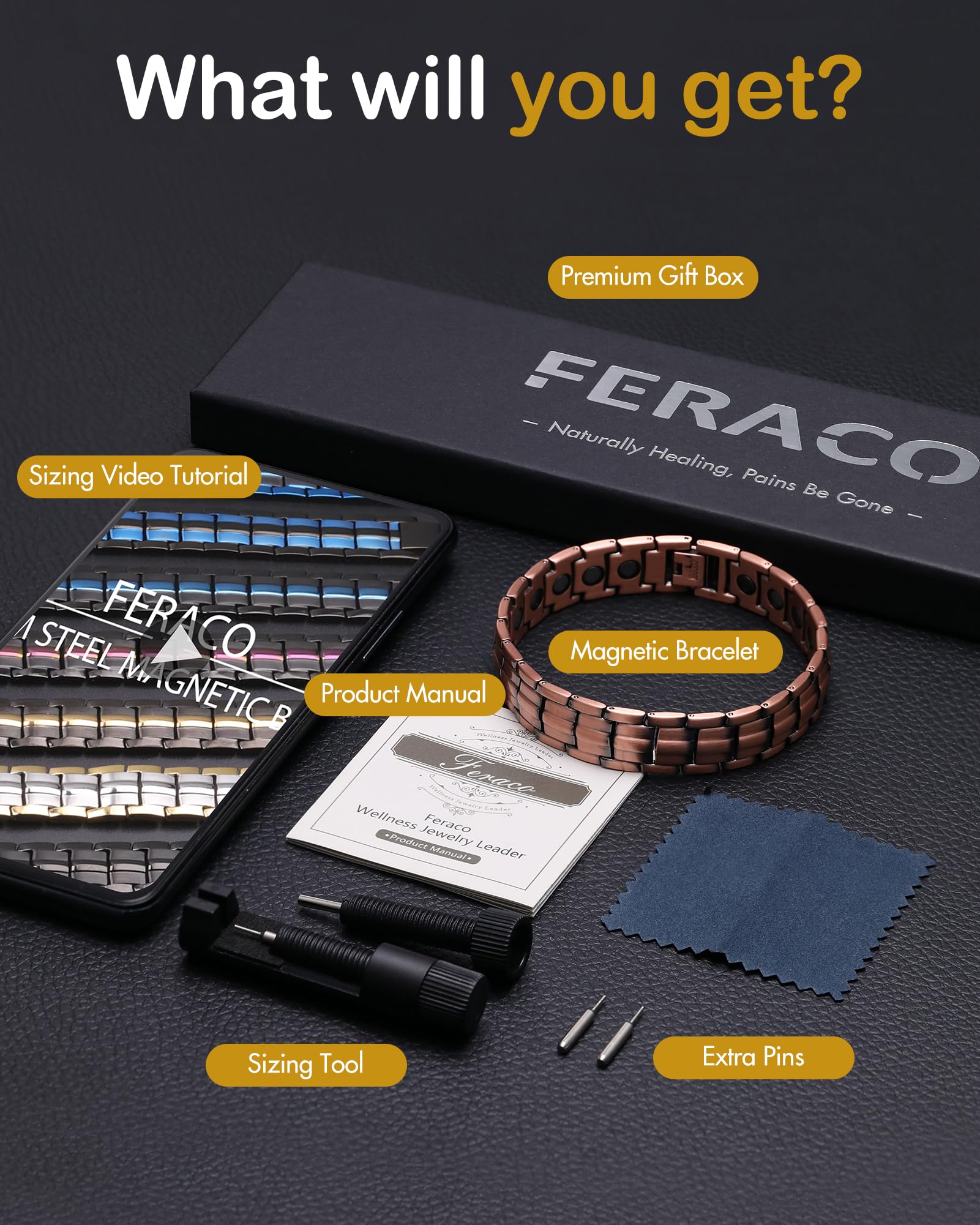 Feraco copper bracelet for men styled with a watch for a coordinated look