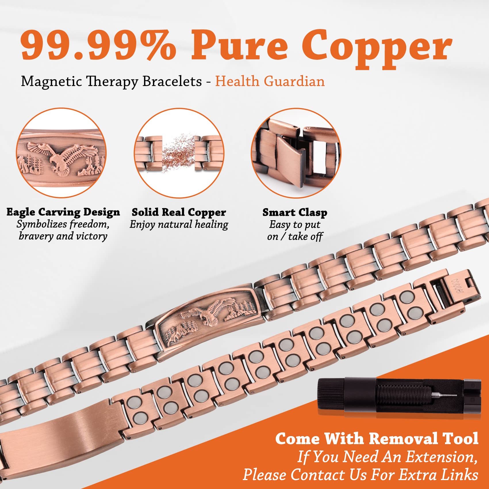 Feraco bracelet adjustable tool shown, enabling quick size changes.