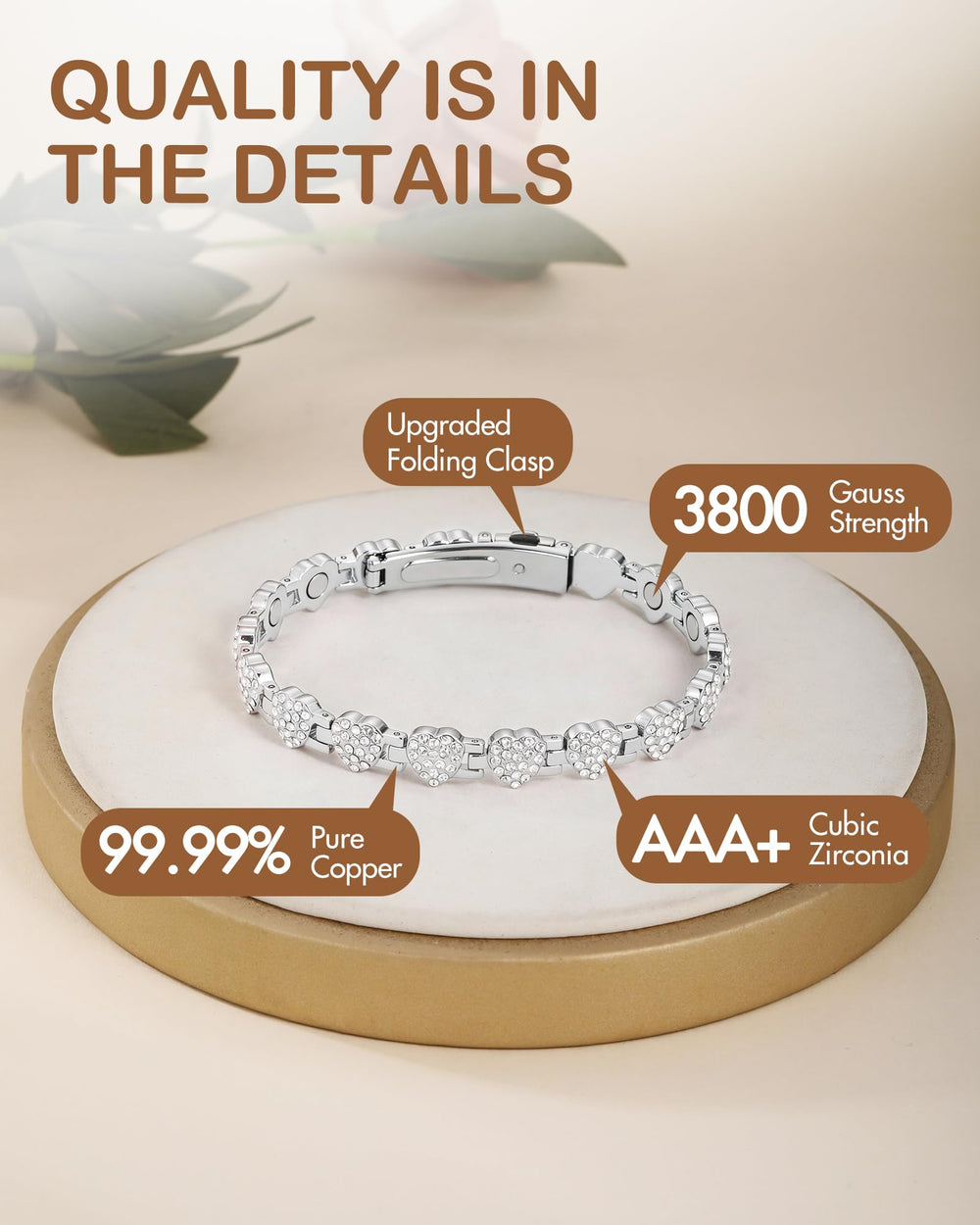 Feraco bracelet highlights 3800 gauss neodymium magnets for potential everyday support and style