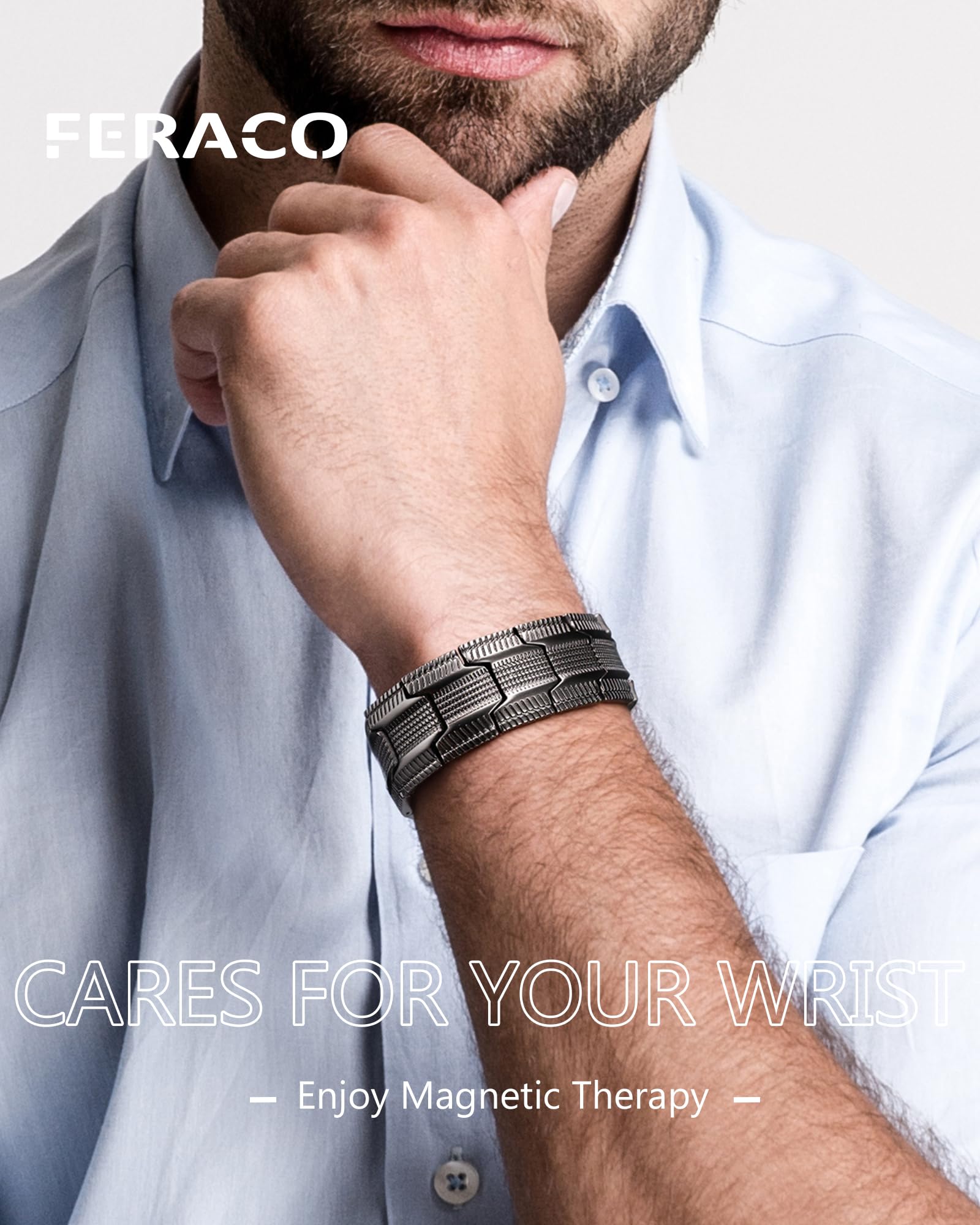 Feraco copper bracelet three-row neodymium magnets showcase bold design