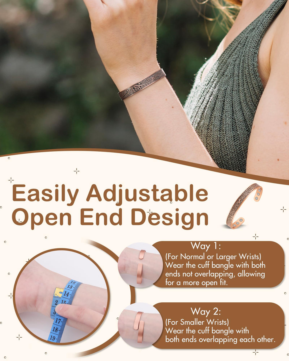 Feraco copper bracelet offers unisex design for versatile wear