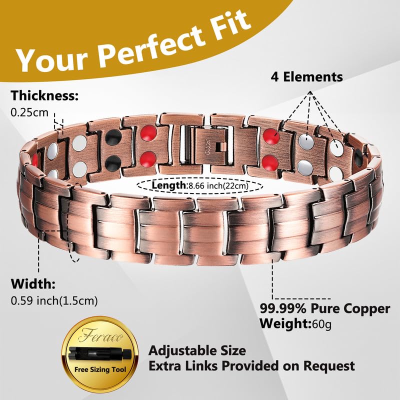 Feraco copper bracelet worn with casual outfits for everyday elegance