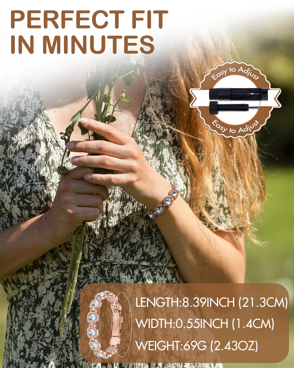 Feraco sizing tool helps tailor the copper bracelet for a personalized fit.