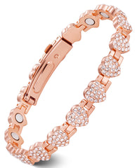 Feraco copper bracelet for women with heart-shaped links and CZ sparkle.
