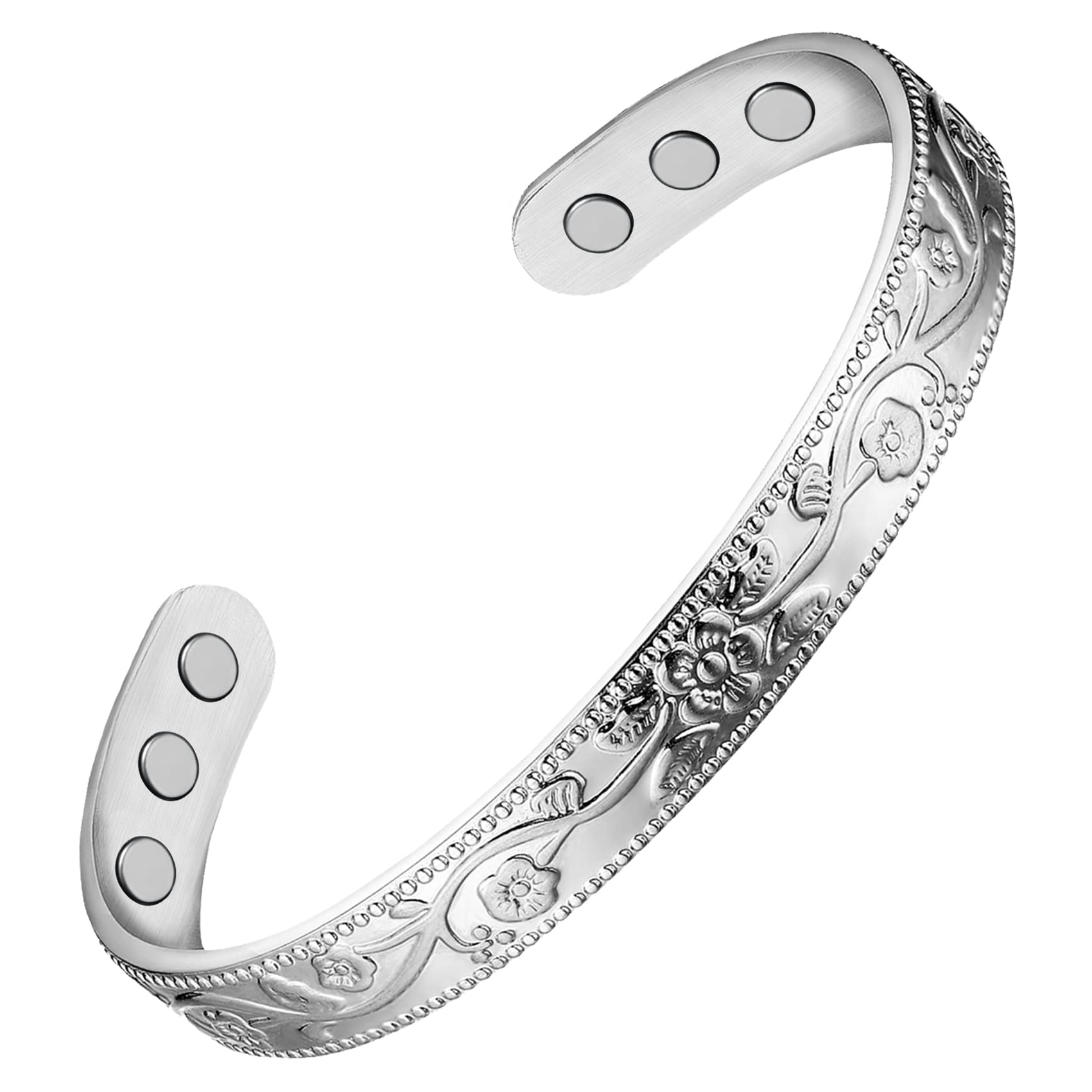 Feraco copper bracelet close-up highlighting 99.99% copper and magnets for lasting durability.