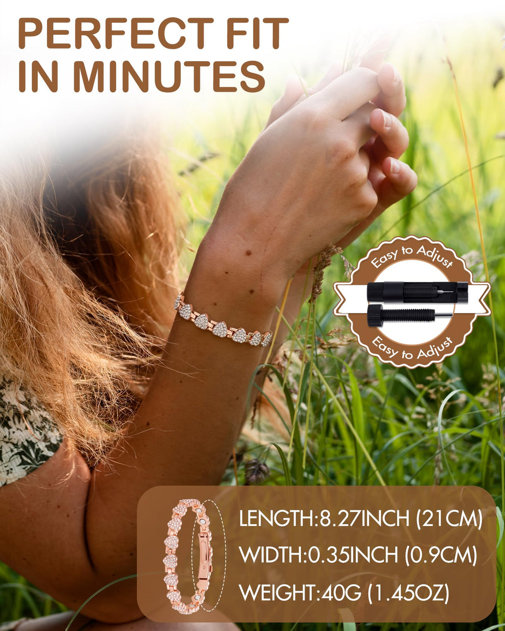 Feraco solid copper bracelet 99.99% copper, hypoallergenic and durable.