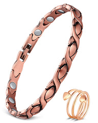 Feraco copper bracelet for women with X shape ring, stylish daily wear.