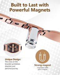 Feraco copper cross bracelet close-up clasp demonstrates precise construction and durability.