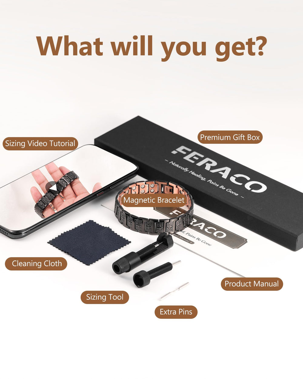 Feraco copper cross bracelet in a gift-ready box, ready to give.