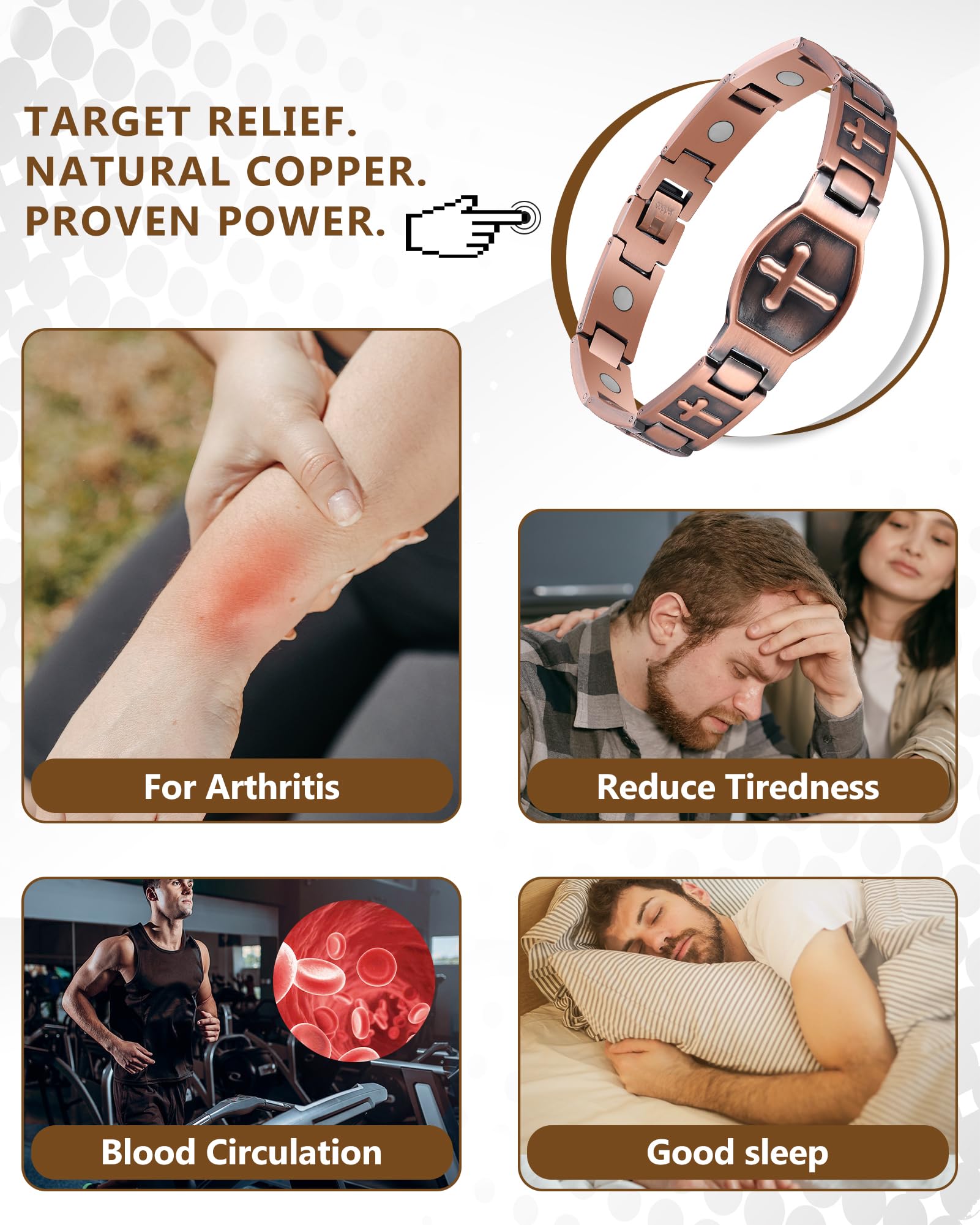 Feraco copper cross bracelet gift-ready packaging appeals as a thoughtful present.