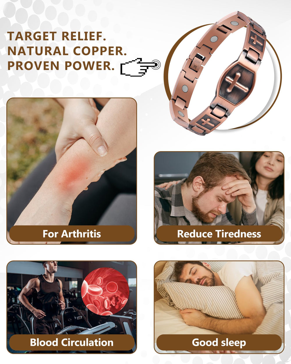 Feraco copper cross bracelet gift-ready packaging appeals as a thoughtful present.